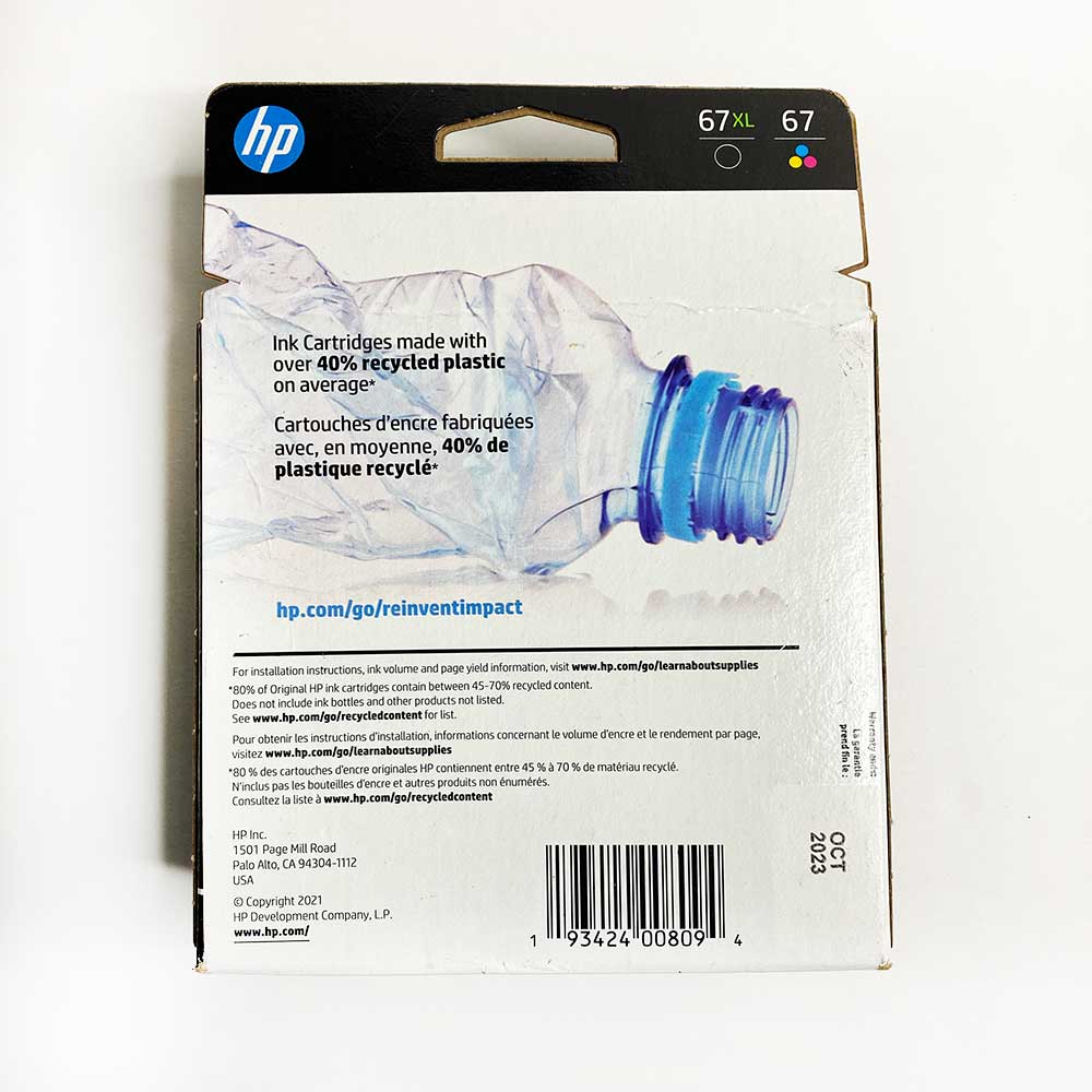 HP 67XL Original High-Yield Black Tricolor Ink Cartridges 3YP30AN Combo Pack