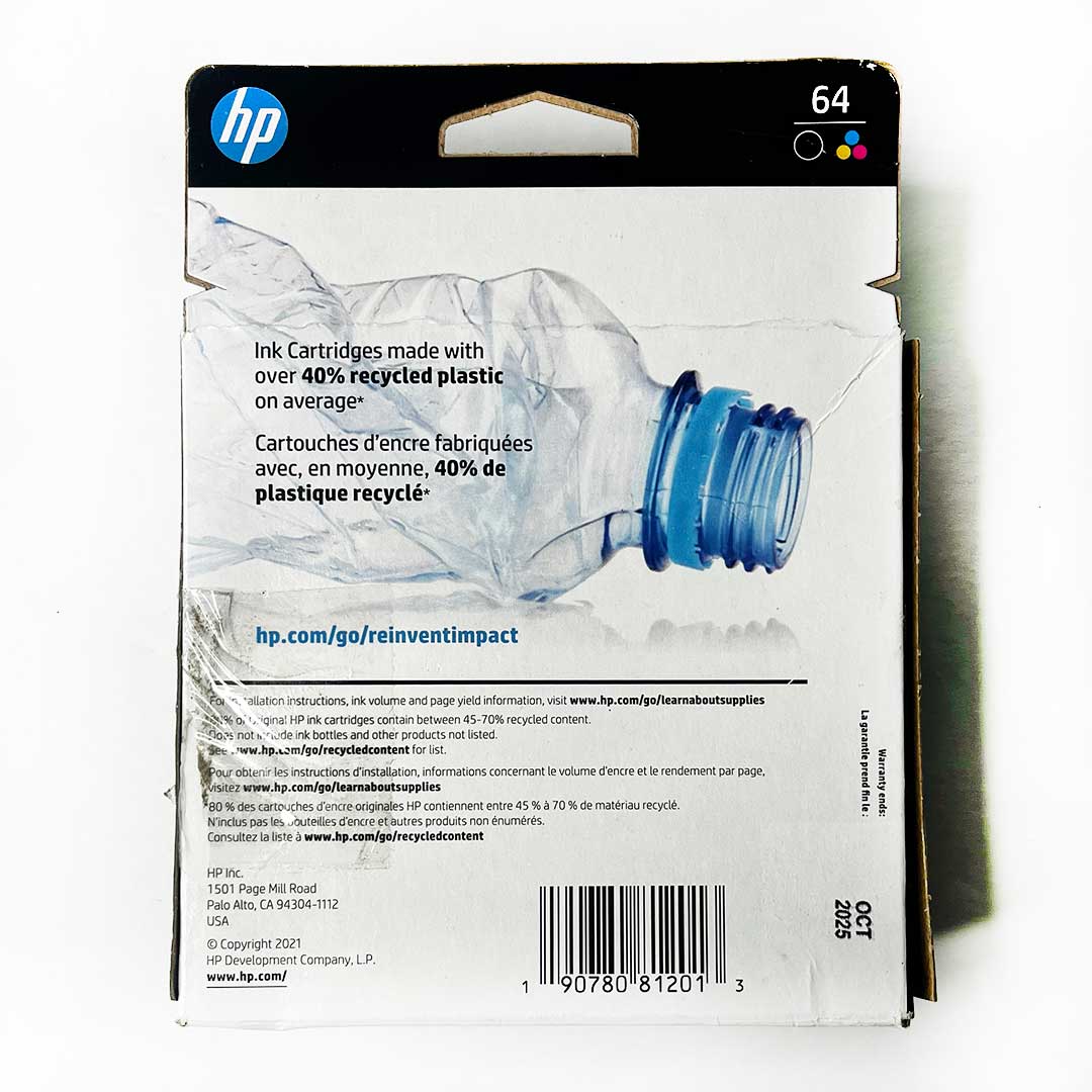 HP 64 Black Tri-color Ink Cartridges 2-pack X4D92AN