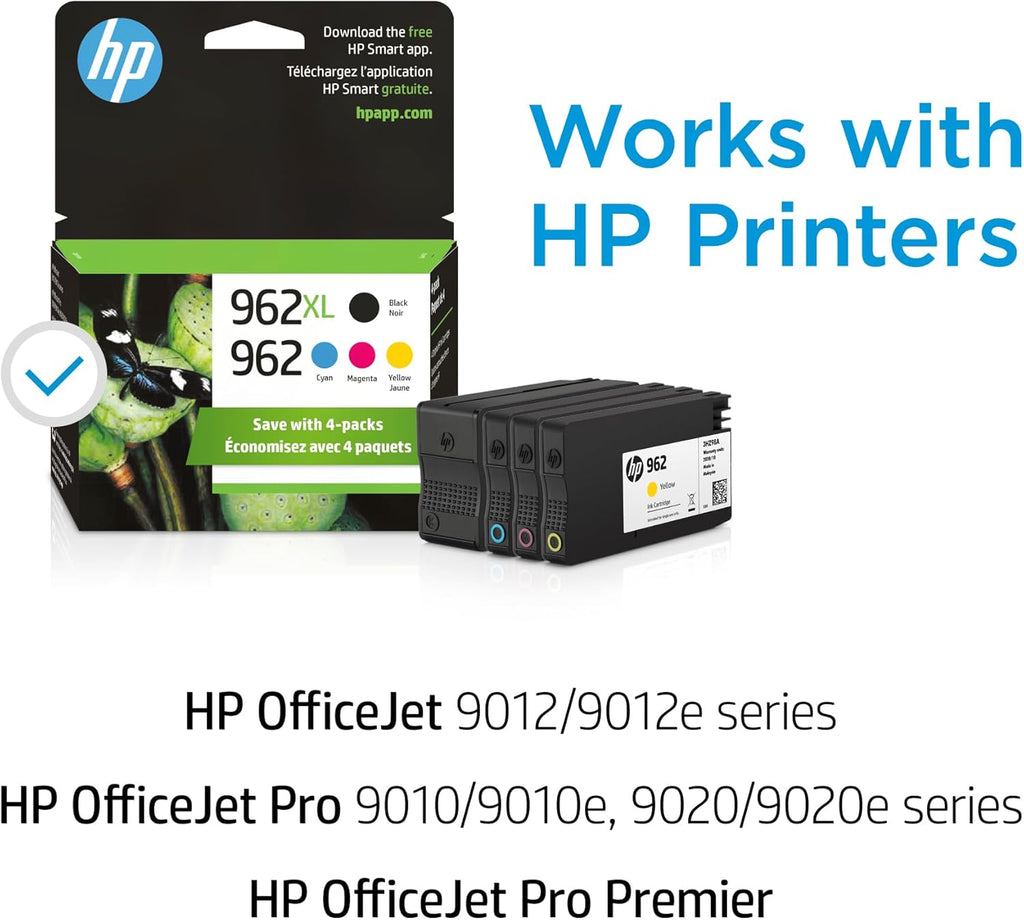HP 962XL Black & 962 Cyan, Magenta, Yellow Ink Cartridges 3JB34AN