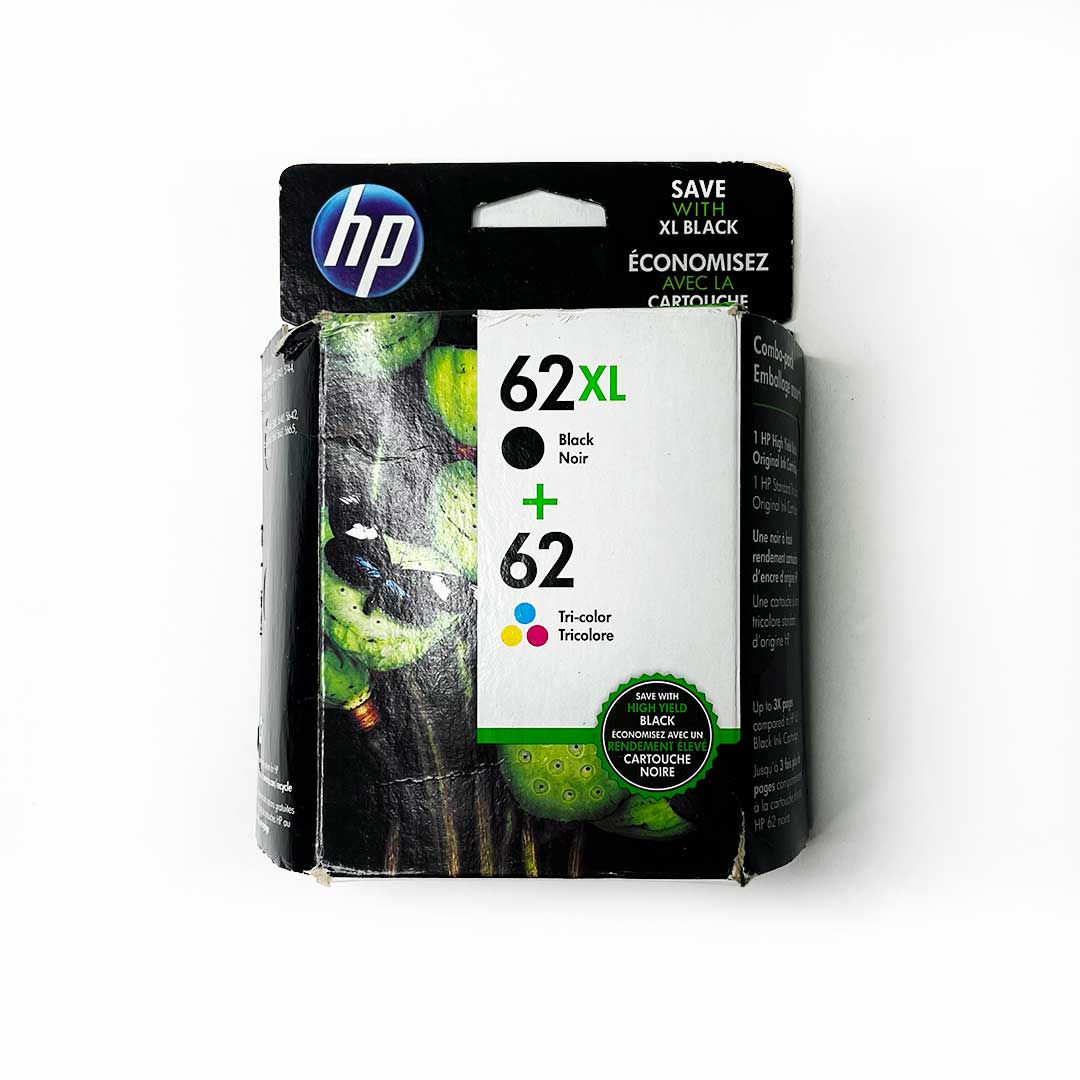 HP 62XL/62 Black High Yield and Tricolor Ink Cartridge Combo Pack N9H67FN