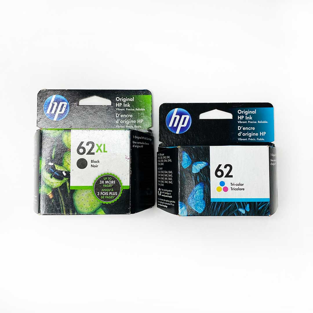 HP 62XL/62 Black High Yield and Tricolor Ink Cartridge Combo Pack N9H67FN