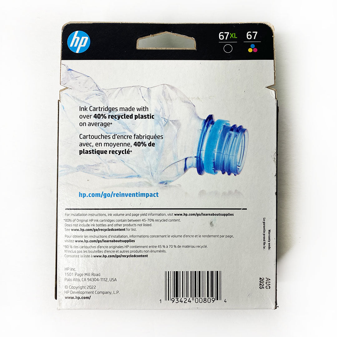 HP 67XL Original High-Yield Black Tricolor Ink Cartridges 3YP30AN Combo Pack