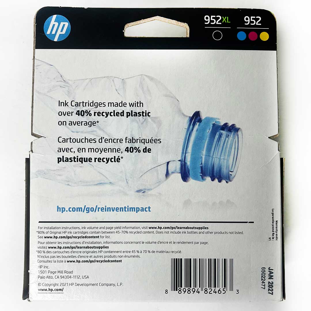 HP 952 Cyan Magenta Yellow 952XL Black Ink Cartridges 4-Pack N9K28AN