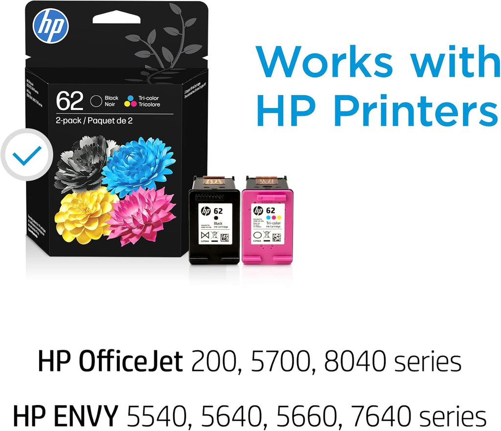 HP 62 Black Tri-color Ink Cartridges 2-pack N9H64FN