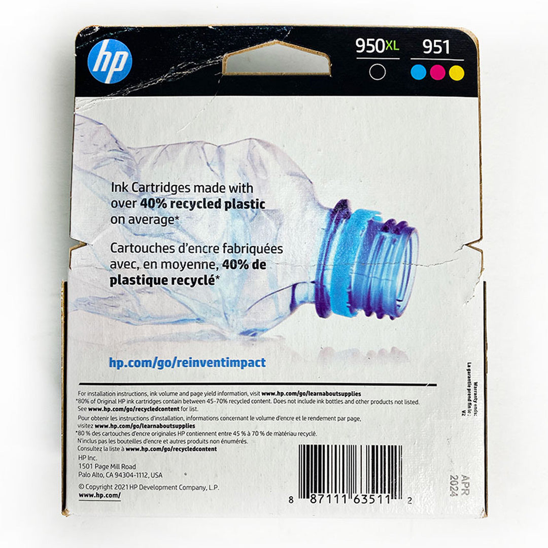 HP Original 951 Cyan Magenta Yellow 950XL Black Ink Cartridges 4-Pack C2P01FN