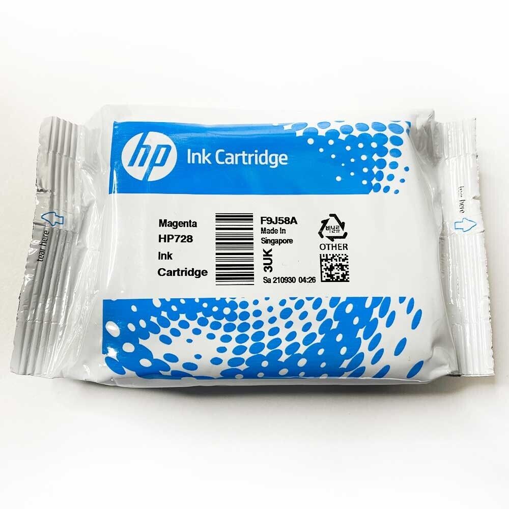 New HP 728 Black Cyan Magenta Yellow 4 pk Ink Cartridges Designjet T1500